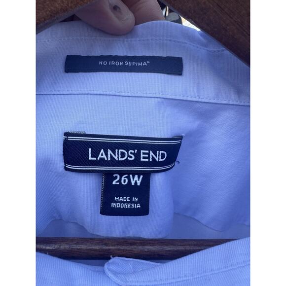 Land's End Shirt 3XL Women's 26w Blue Long Sleeve Dress Shirt Cotton Button Up - Picture 2 of 6